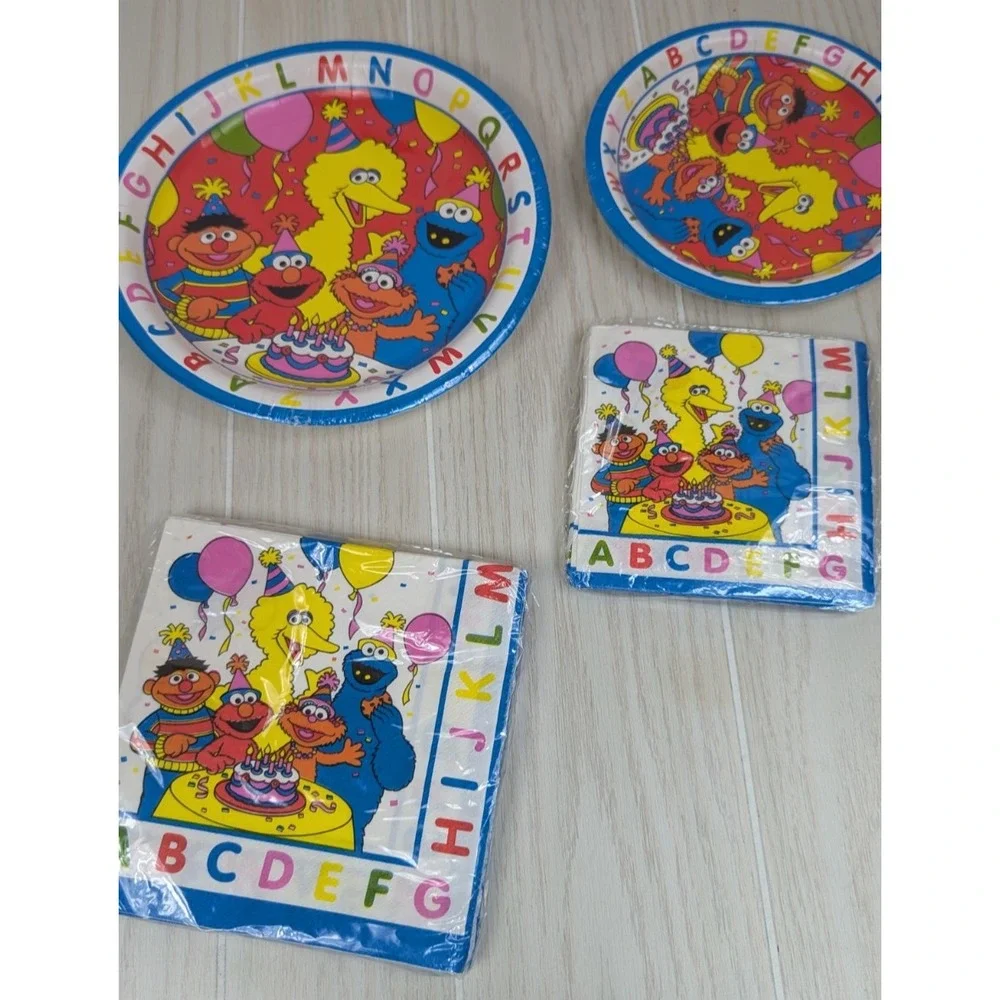 Vintage Sesame Street Party Supplies ABC Birthday Plates Napkins Invites